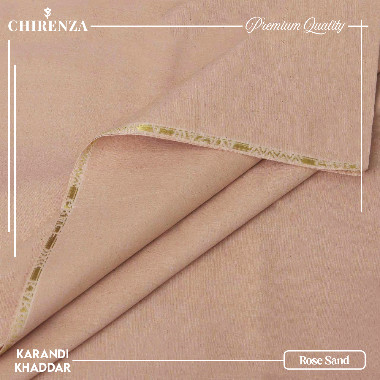 Chirenza Krandi Khaddar – Rose Sand Unstitched Winter Fabric