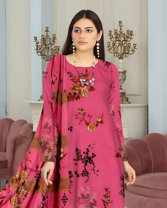 Kashish Rose Radiance Digital Premium Viscose Bana Dora 3-Piece Suit