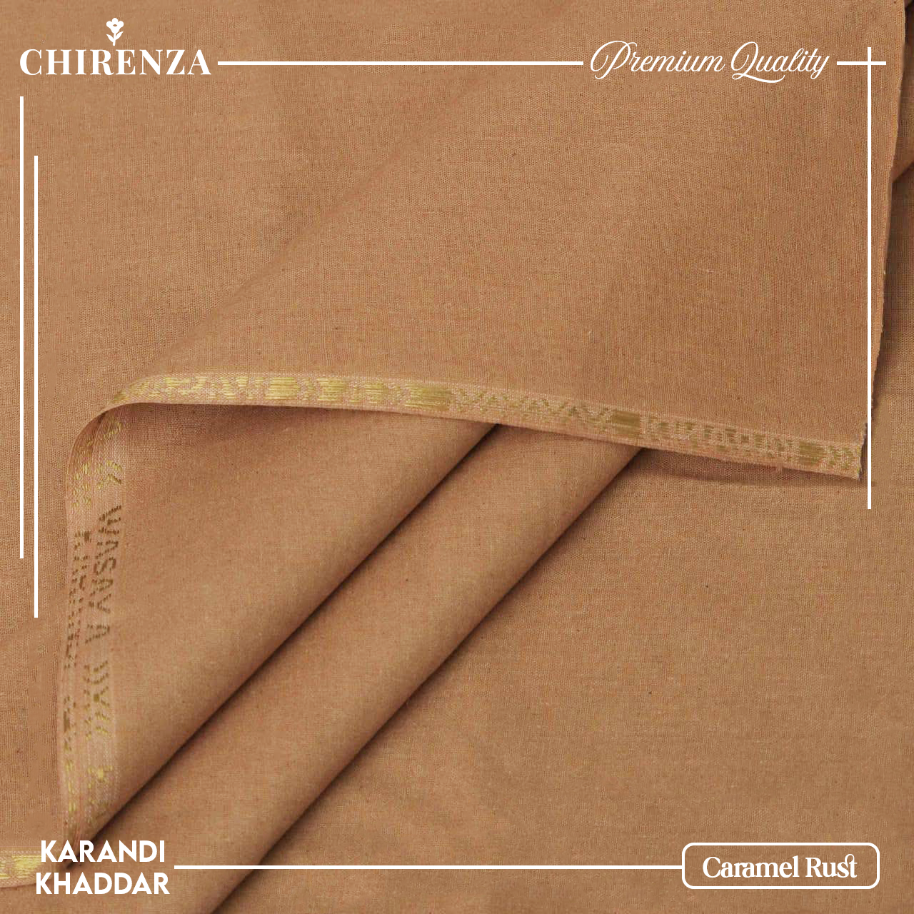 Chirenza Krandi Khaddar – Caramel Rust Unstitched Winter Fabric