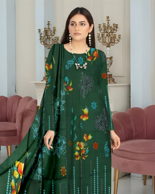 Kashish Forest Grace Digital Premium Viscose Bana Dora 3-Piece Suit