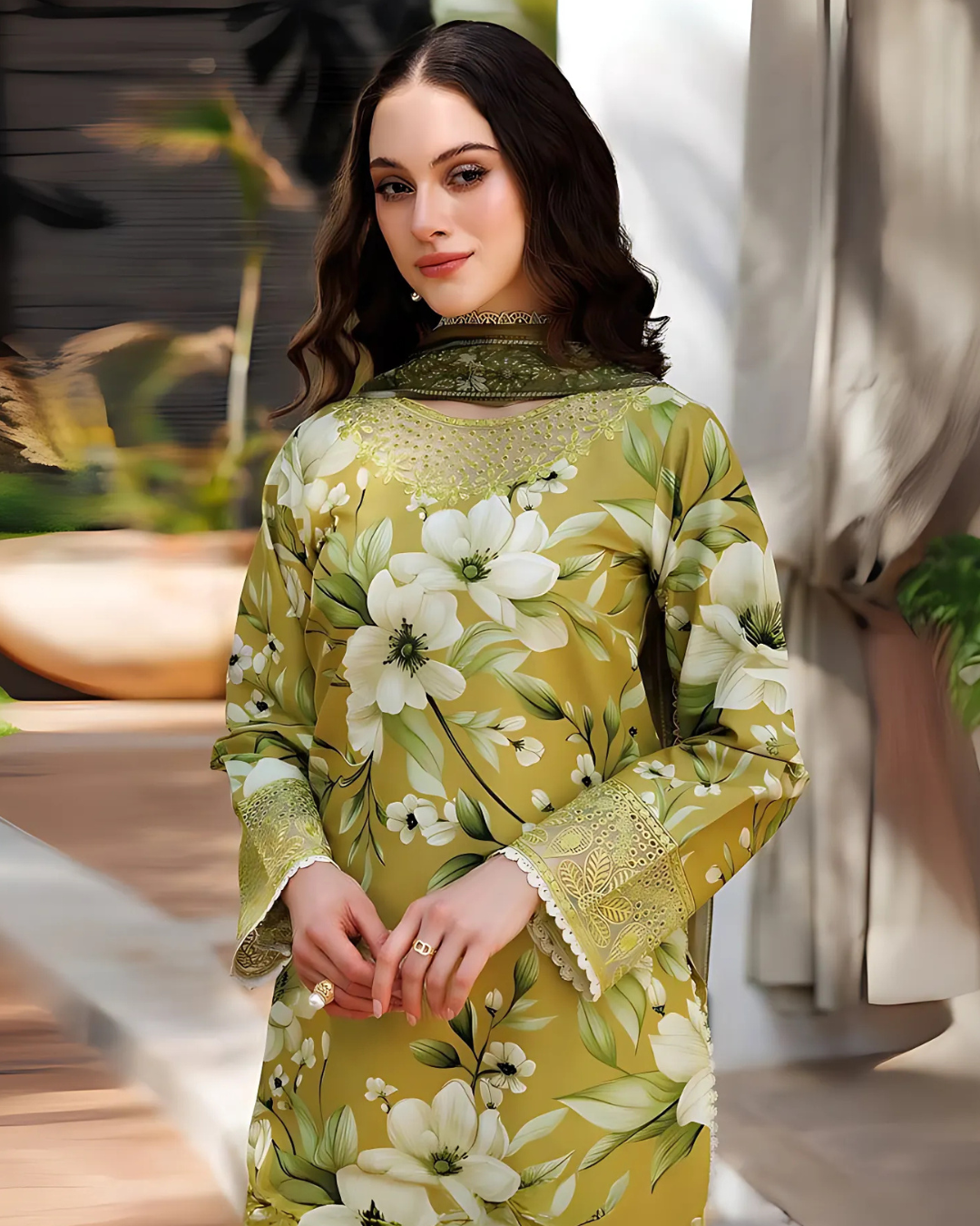 Chirenza Pistachio Bloom Viscose 3 Piece