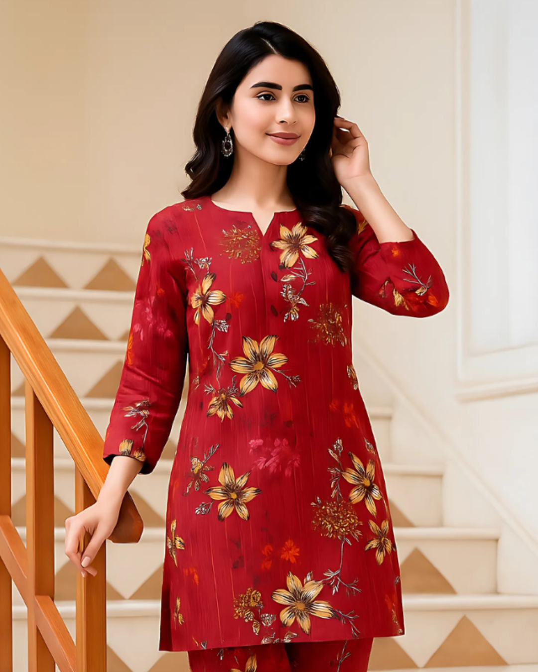 Chirenza Crimson Bloom Digital Premium Khaddar 2 Piece