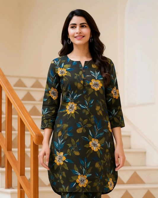 Chirenza Midnight Bloom Digital Premium Khaddar 2 Piece