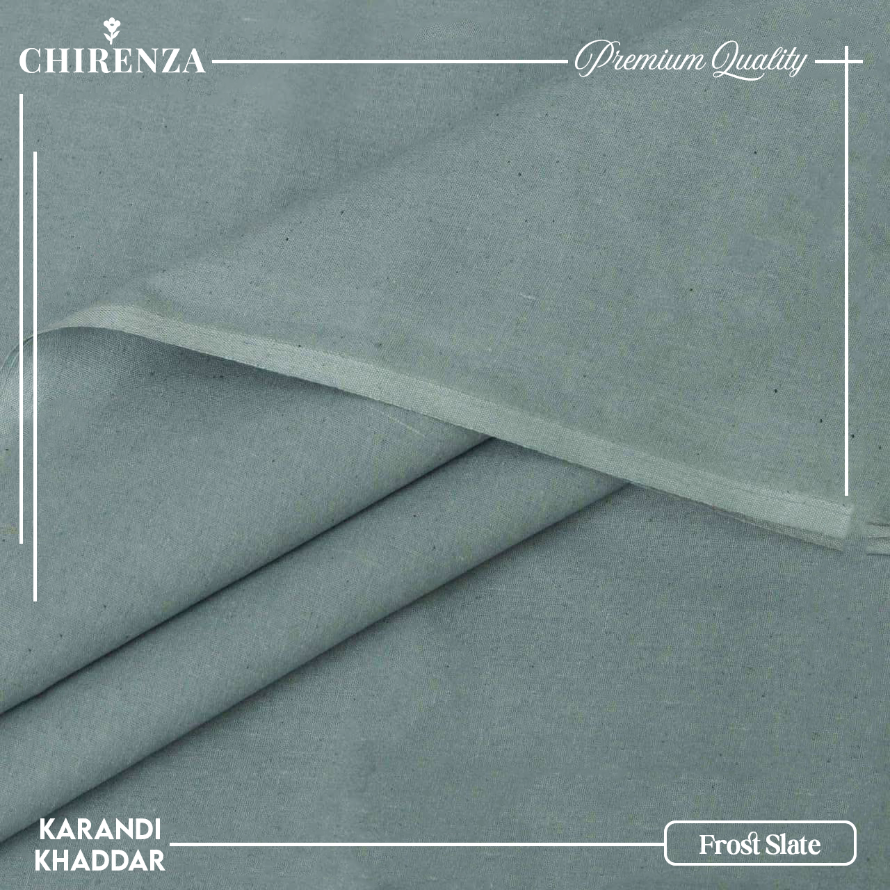 Chirenza Krandi Khaddar – Frost Slate Unstitched Winter Fabric
