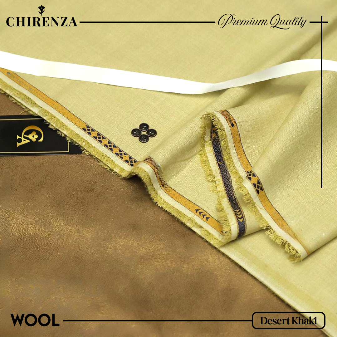 Chirenza Wool – Desert Khaki Unstitched Winter Fabric