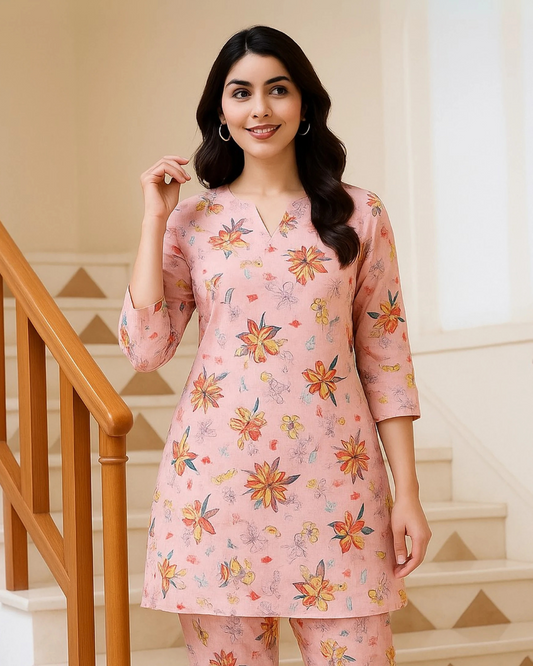 Chirenza Blush Bloom Digital Premium Khaddar 2 Piece