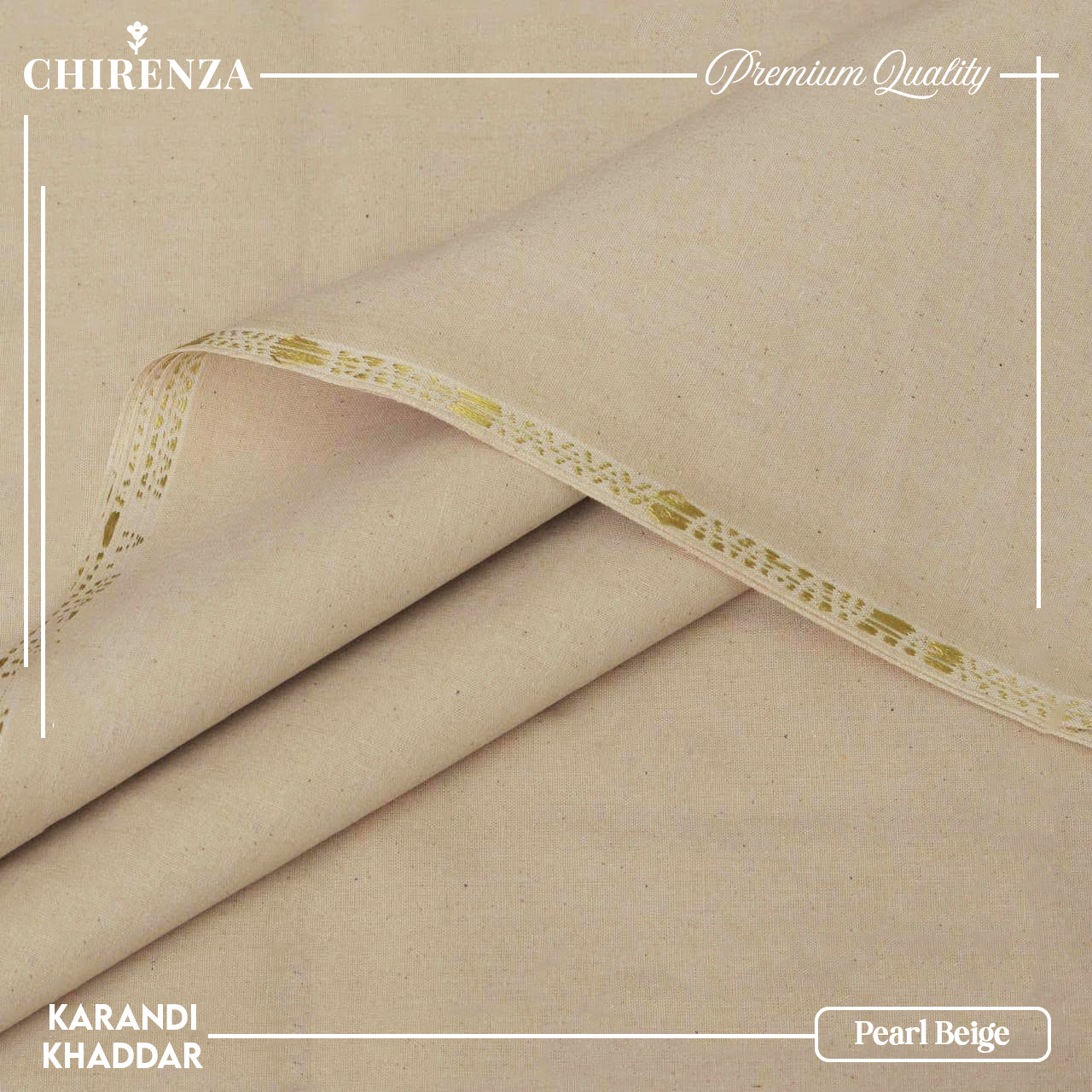 Chirenza Krandi Khaddar – Pearl Beige Unstitched Winter Fabric