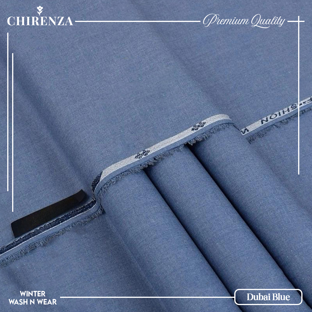 Chirenza Dubai Blue Winter Wash n Wear Unstitched Fabric