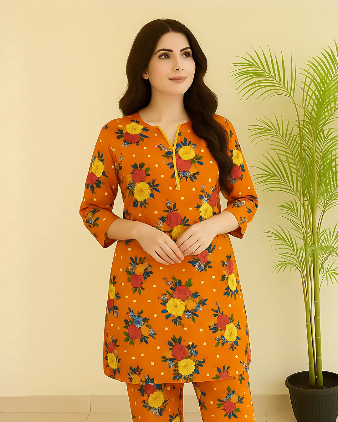 Chirenza Marigold Meadow Digital Premium Khaddar 2 Piece