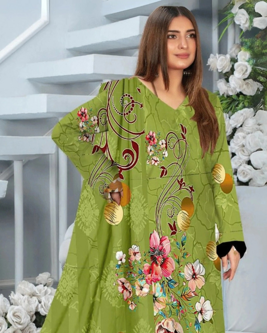 Chirenza Fresh Lime Premium Digital Khaddar 3-Piece