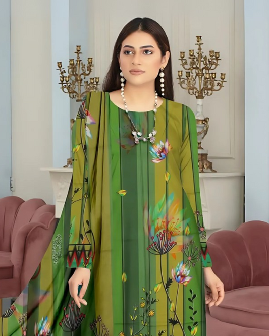 Kashish Meadow Charm Digital Premium Viscose Bana Dora 3-Piece Suit