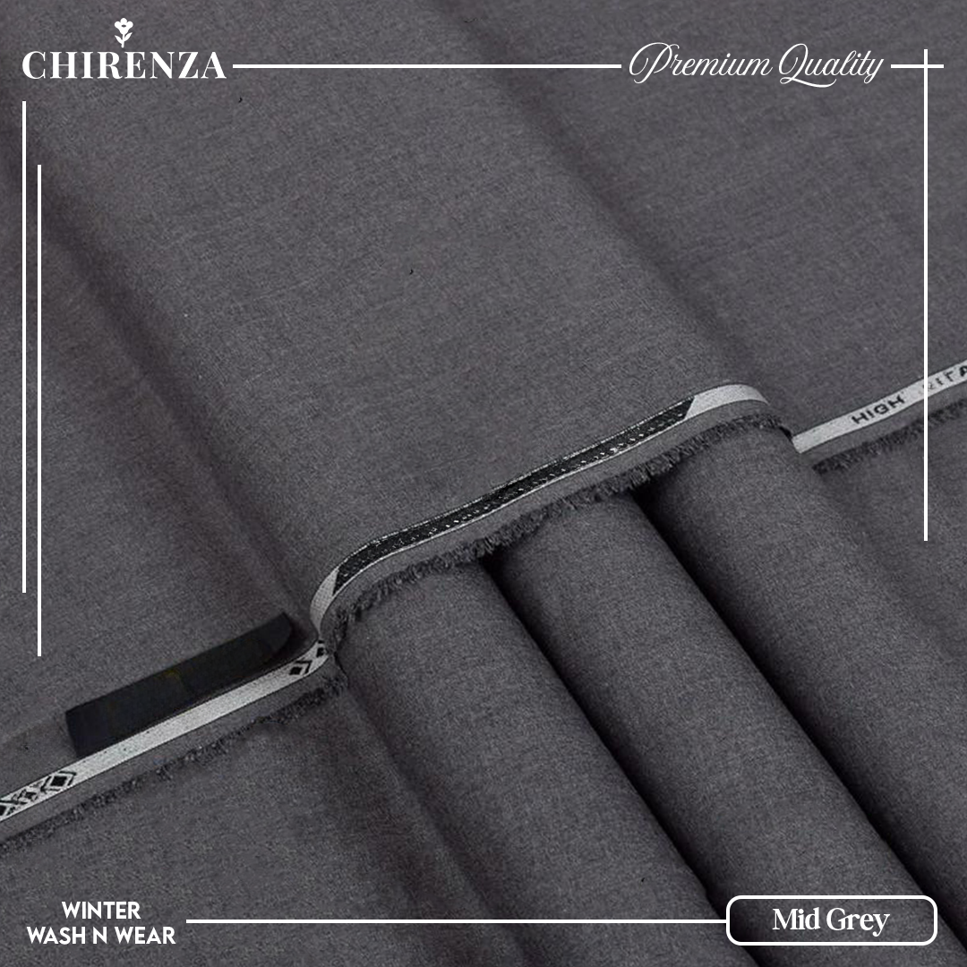 Chirenza Mid Grey Winter Wash n Wear Unstitched Fabric