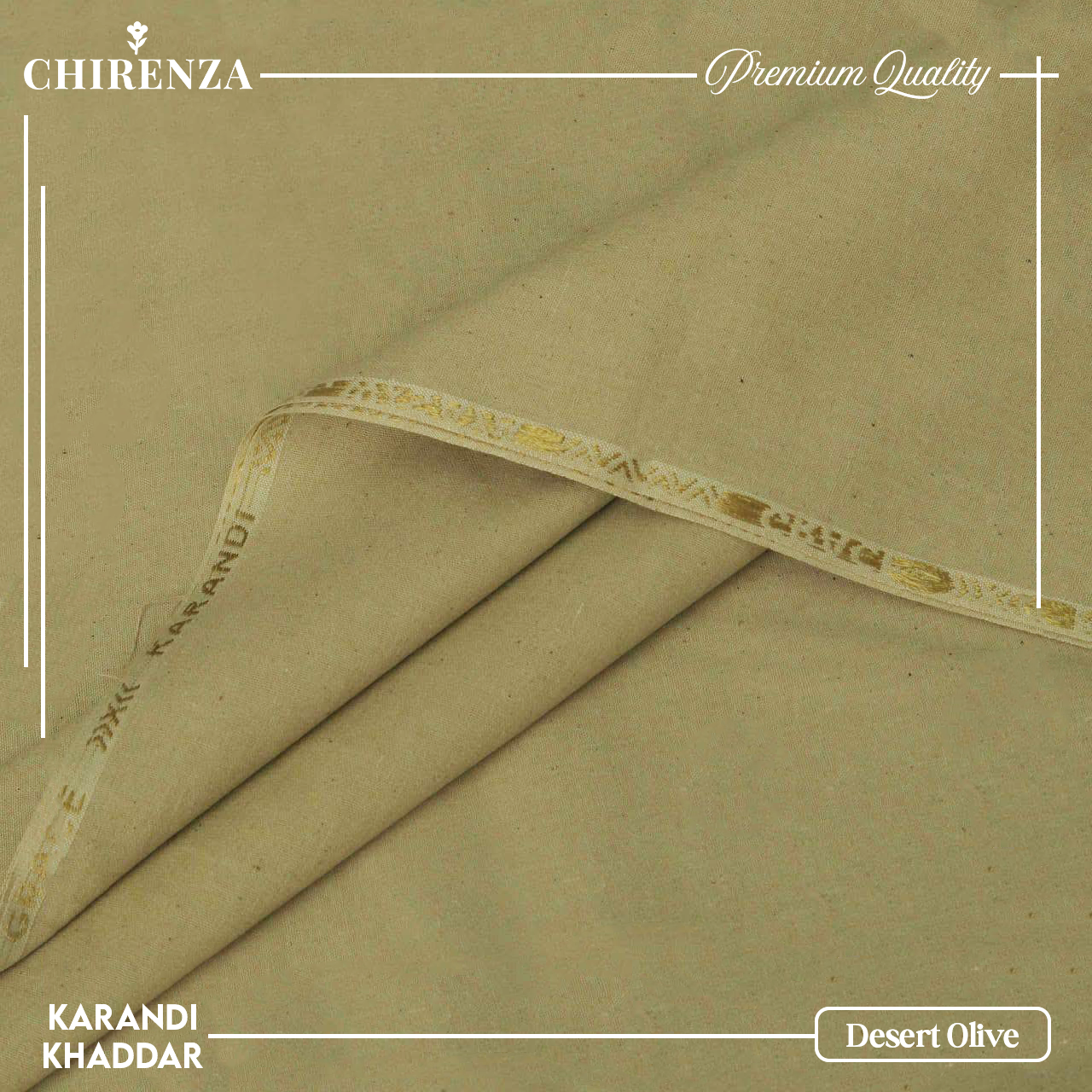 Chirenza Krandi Khaddar – Desert Olive Unstitched Winter Fabric