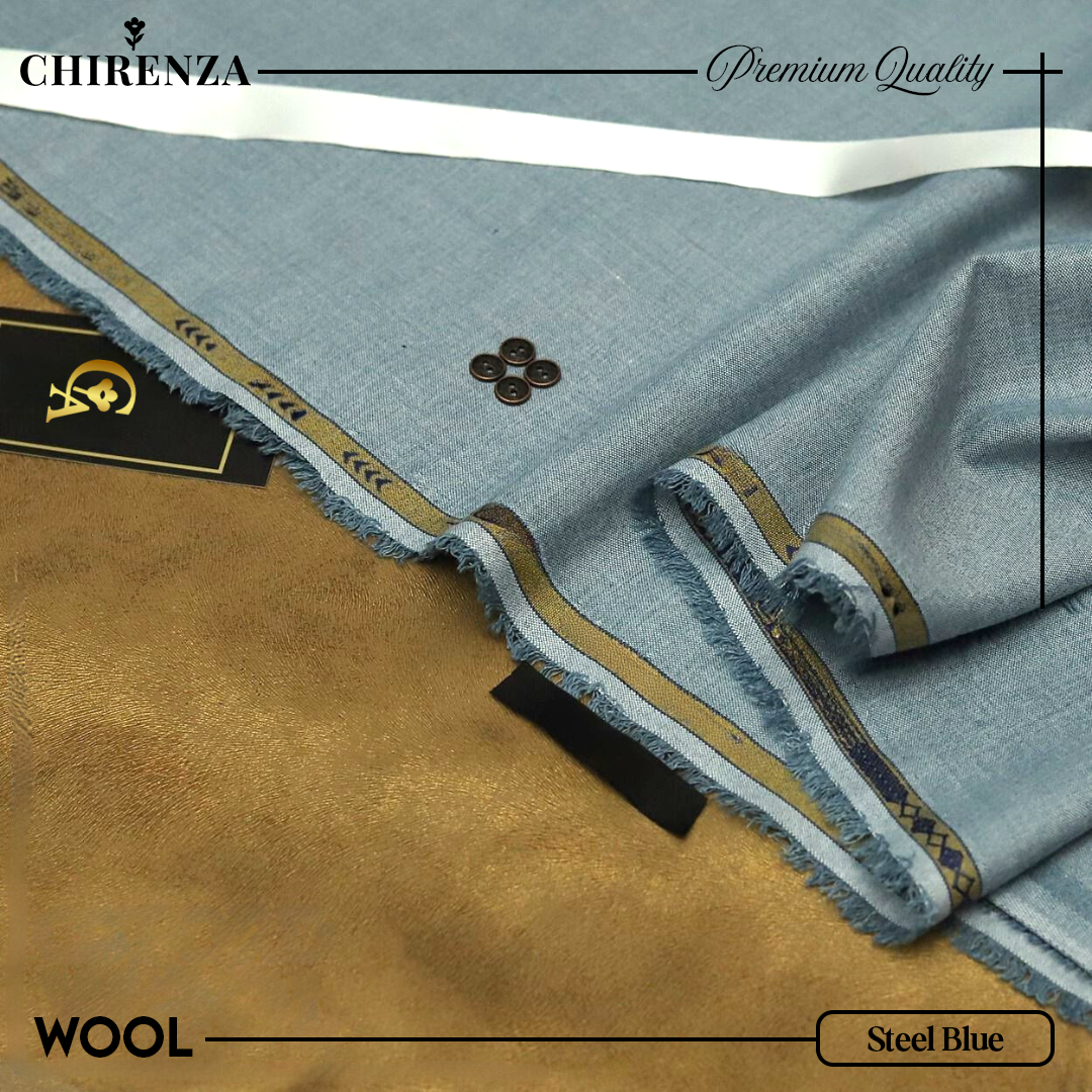 Chirenza Wool – Steel Blue Unstitched Winter Fabric
