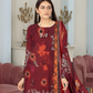 Chirenza Premium Deep Maroon Floral Viscose Suit 3 Piece Embroidered Set