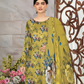 SAYA Mustard Blossom Digital Premium Viscose Linen 3-Piece Suit