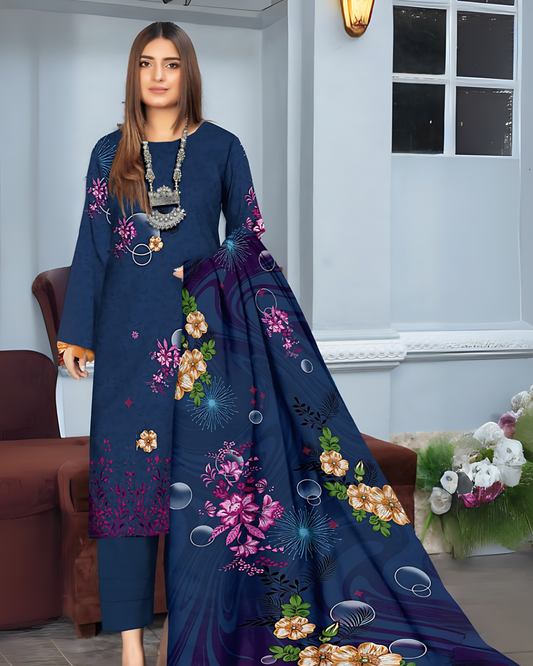 Chirenza Midnight Aura Premium Digital Khaddar 3-Piece