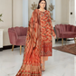 Chirenza Premium Peach & Rust Floral Viscose Suit 3 Piece Embroidered Set