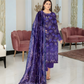 Chirenza Premium Royal Blue Floral Viscose Suit 3 Piece Embroidered Set