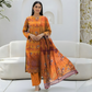 Chirenza Premium Mustard & Orange Ombre Viscose Suit 3 Piece Embroidered Set
