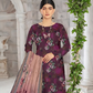 SAYA Plum Elegance Digital Premium Viscose Linen 3-Piece Suit