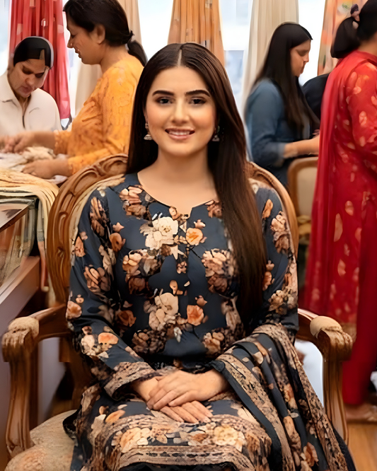 Chirenza Elegant Al Karam Digital Khaddar Suit Slate Blue