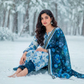 Chirenza Al Karam Digital Khaddar Suit in Blue White Floral