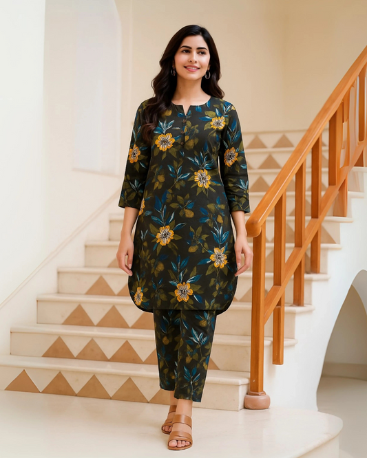 Chirenza Midnight Bloom Digital Premium Khaddar 2 Piece