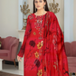 Kashish Crimson Elegance Digital Premium Viscose Bana Dora 3-Piece Suit