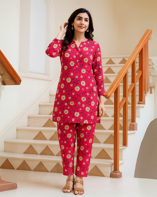 Chirenza Scarlet Serenade Digital Premium Khaddar 2 Piece
