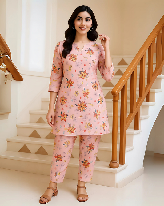 Chirenza Blush Bloom Digital Premium Khaddar 2 Piece
