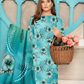 Chirenza Aqua Bloom 3 Piece Premium Digital Doria Linen Suit