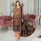 Chirenza Premium Brown Floral Digital Print Viscose Suit 3 Piece Embroidered Set