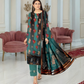 Chirenza Premium Teal & Black Stripe Floral Viscose Suit - 3 Piece Embroidered Set