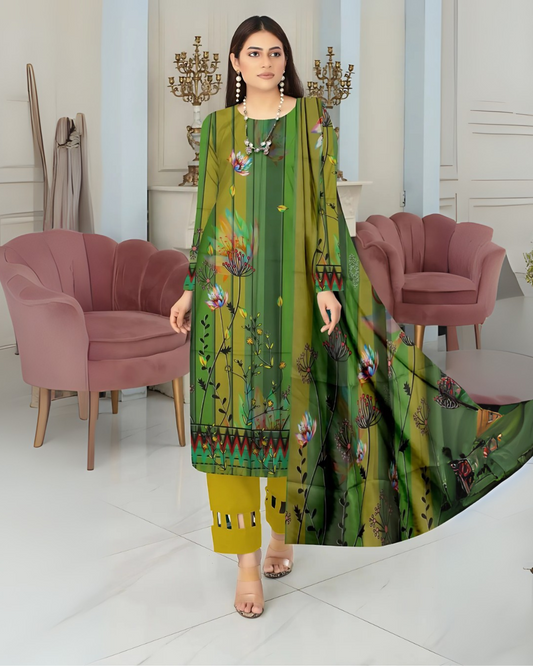 Kashish Meadow Charm Digital Premium Viscose Bana Dora 3-Piece Suit